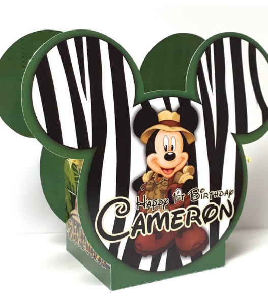Mickey Mouse Jungle Safari Birthday Personalized Table Centerpiece SET of TWO