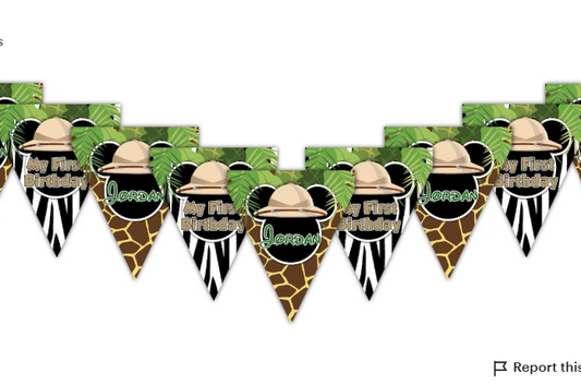 Mickey Mouse Safari Personalized High Chair Banner Decoration