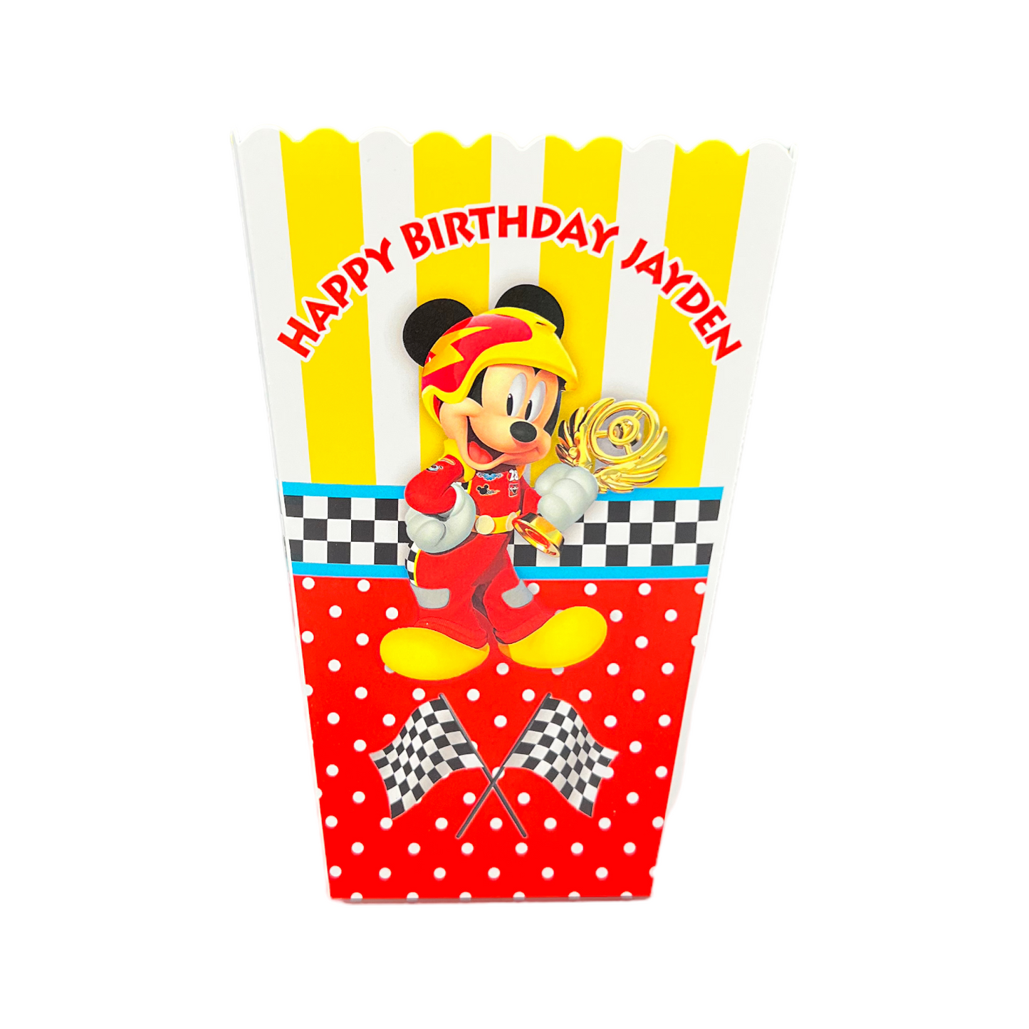 Mickey Mouse Birthday Party Personalized Popcorn Box, pack of 8