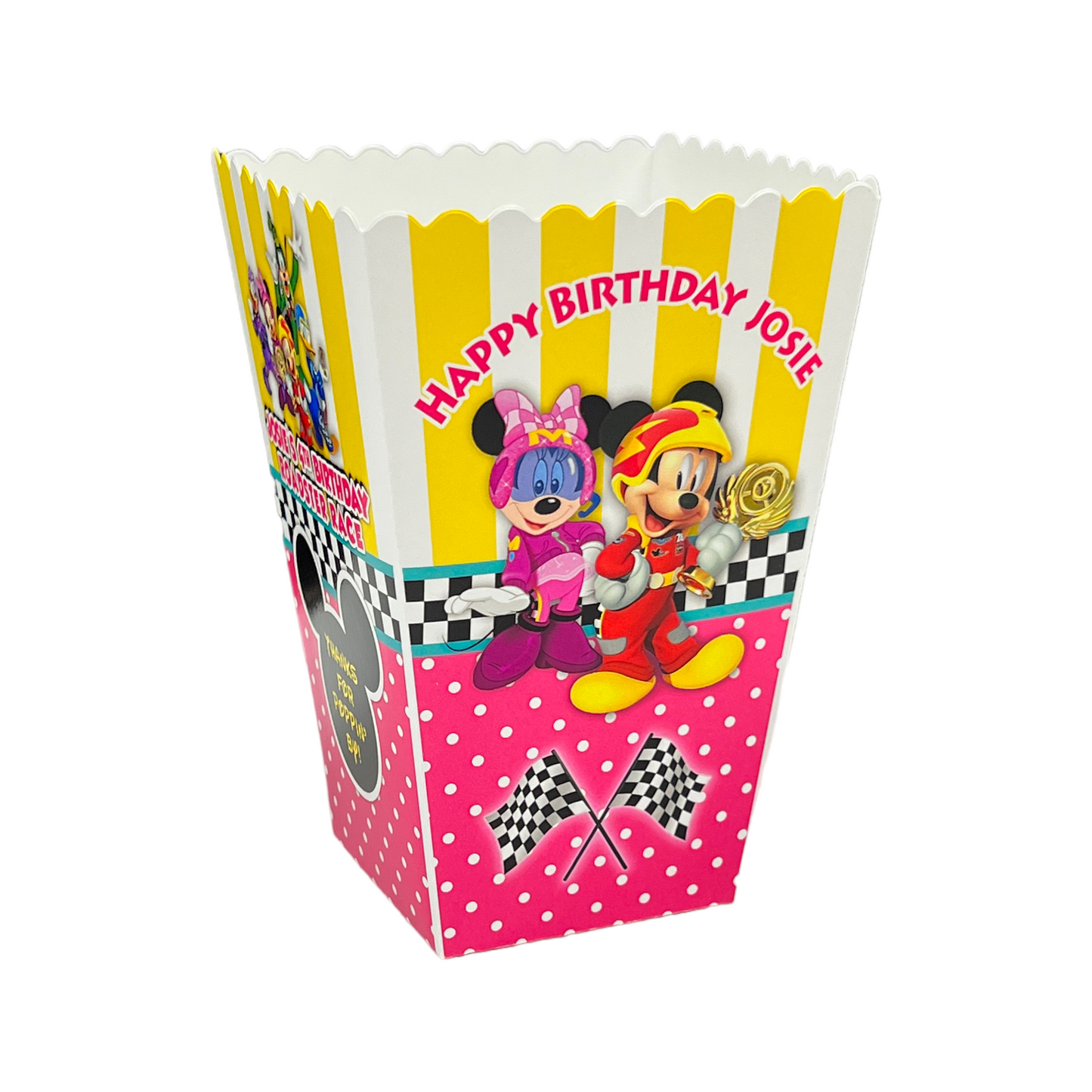 Mickey Mouse Birthday Party Personalized Popcorn Box, pack of 8