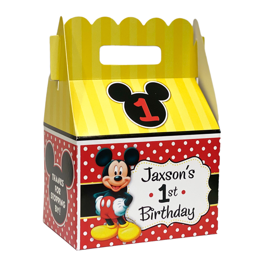 Mickey Mouse Birthday Party treat box, party favor, mickey party box