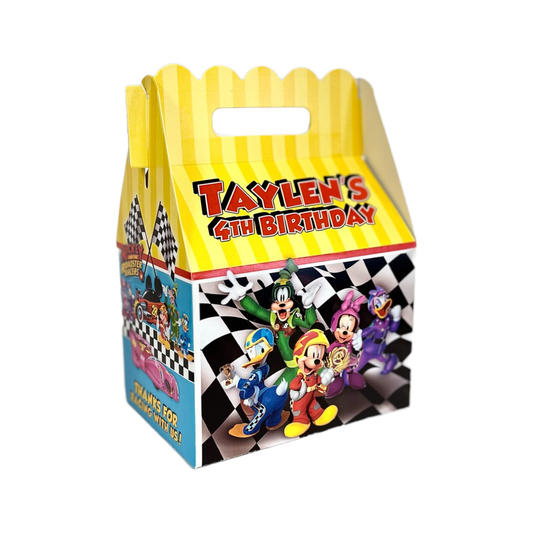 Mickey Mouse Roadster Racers Birthday Party Favor Box, treat box, custom favor box, gable box, mickey party box, racers party favor, roadster racer treat box