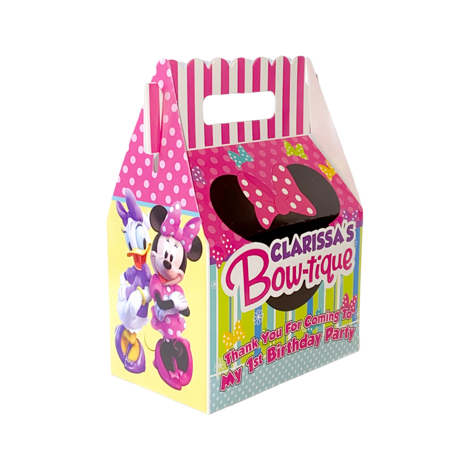 Minnie Mouse Bow-tique Party Favor Box, bright bows party favor, personalized treat box, custom favor box, minnie mouse party, minnie bow box, minnie mouse bow party, minnie & daisy party favor