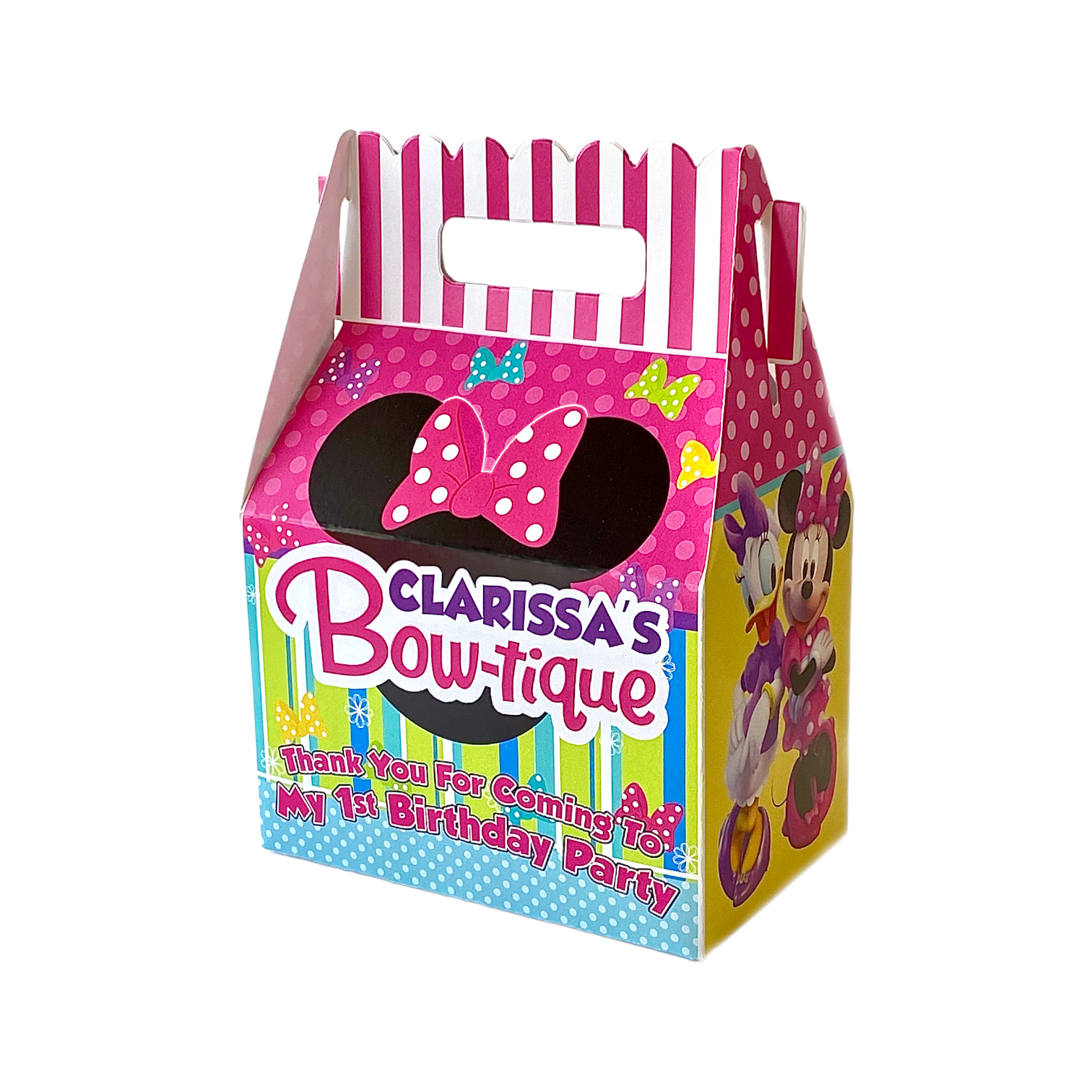 Minnie Mouse Bow-tique Party Favor Box, bright bows party favor, personalized treat box, custom favor box, minnie mouse party, minnie bow box, minnie mouse bow party, minnie & daisy party favor