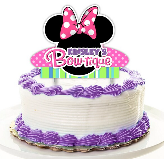 Minnie Mouse Bowtique Birthday Personalized Cake Topper