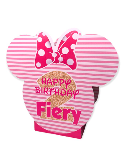 Minnie Mouse Pink & Gold any Age Birthday Personalized Table Centerpiece SET of TWO