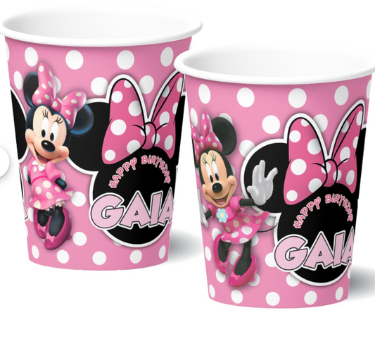 Minnie Mouse Pinks Birthday Party, Personalized Party Cups, pack of 12