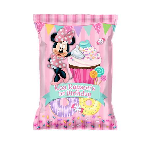 Minnie Mouse Custom Chip Bags, Snack Bags, Pouches, SET of 12
