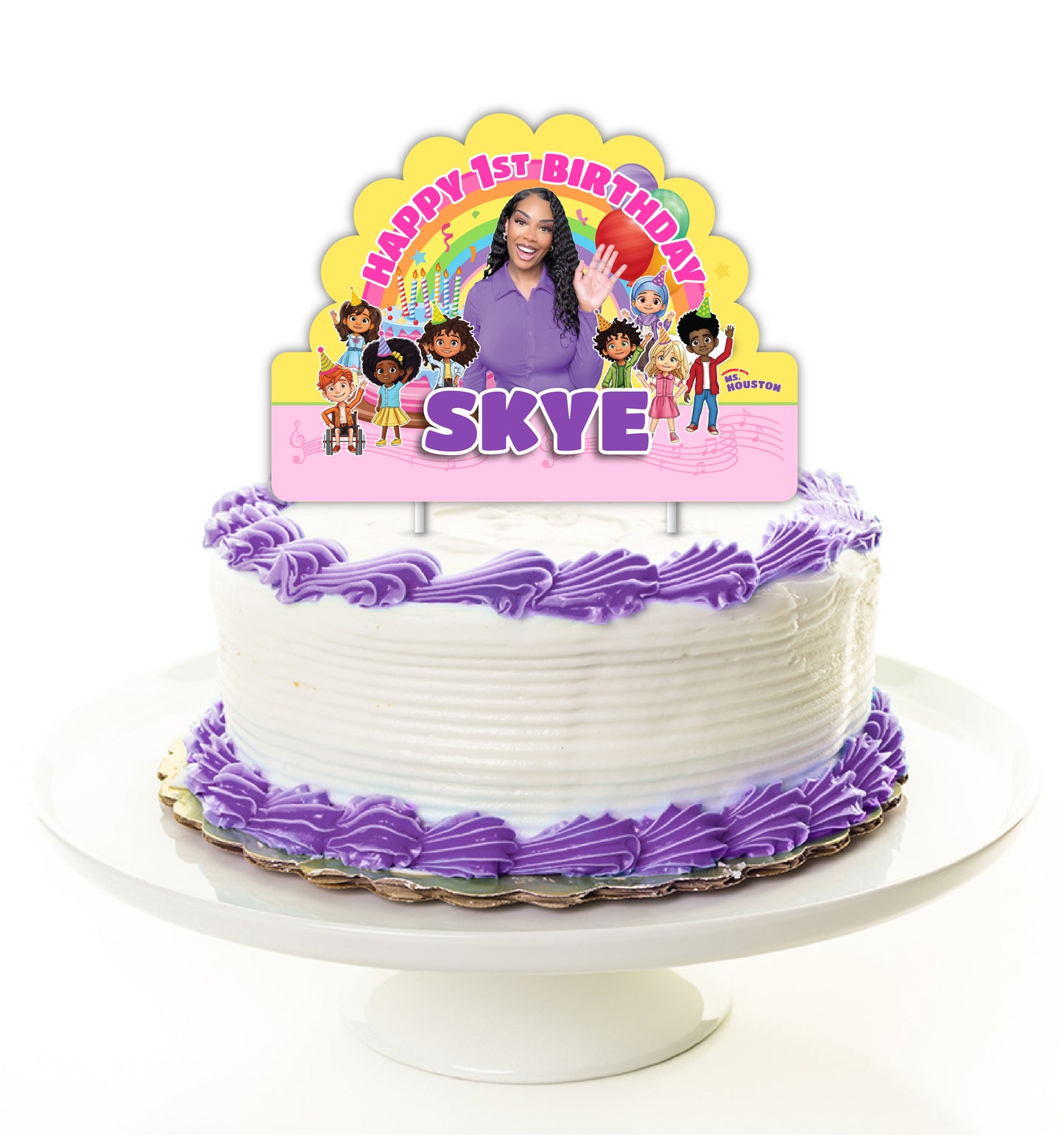 Ms Houston Birthday Party Personalized Happy Birthday Cake Topper, birthday girl, cake topper, custom cake topper, personalized cake topper