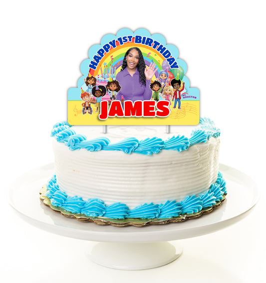 Ms Houston Birthday Party Personalized Happy Birthday Cake Topper, birthday boy, cake topper, custom cake topper, personalized cake topper