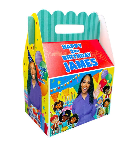 🎉 Delight your birthday party guests and thank them for celebrating with Ms Houston personalized gable favor boxes, designed especially for first birthdays and kids' parties! These charming goody boxes are just the right size for take-home treats—and they double as adorable table decorations. Ms Houston party favors, supplies and decorations.