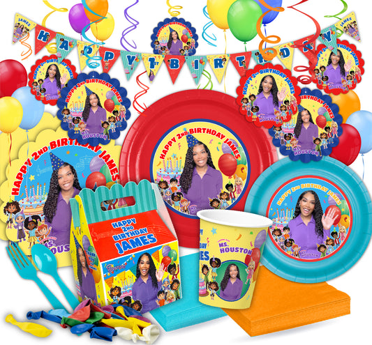 Ms Houston Ultimate Personalized Birthday Party Pack for 12 Guests
