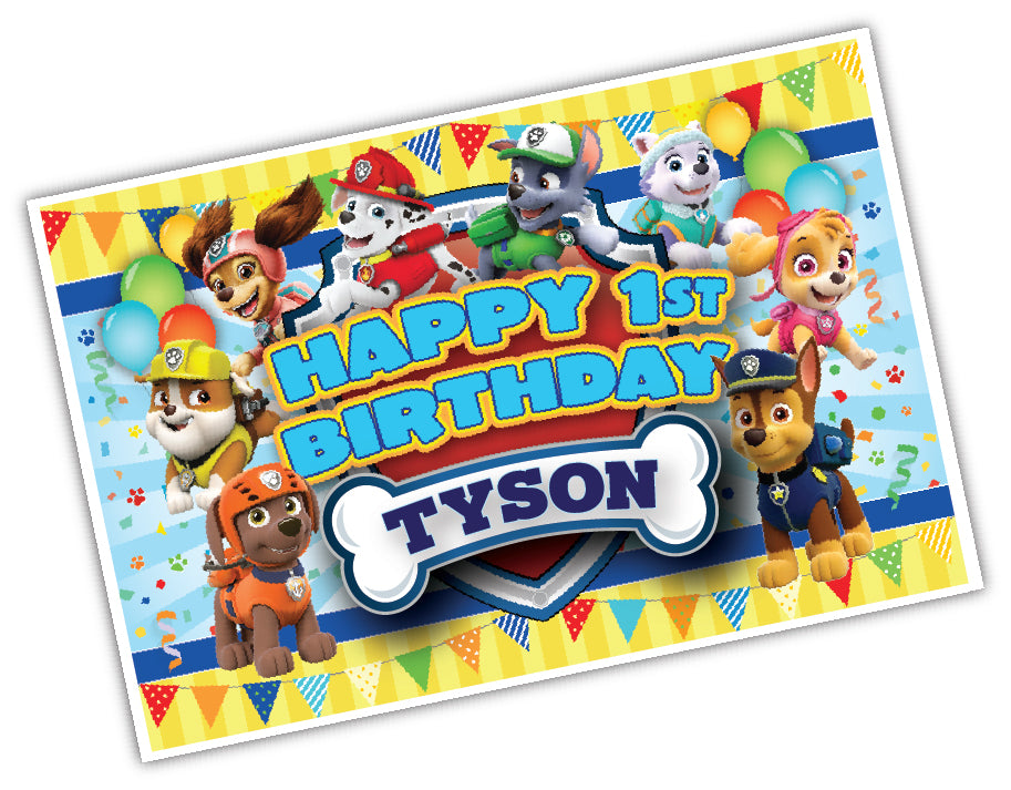 Paw Patrol party placemats, personalized placemats for kids table, paw patrol custom placemat