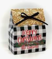 Personalized Tent Candy Favor Boxes, Christmas White Buffalo Plaid Checks