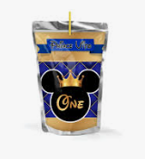 Prince Mickey Mouse Royal Blue Party Custom Capri Sun Juice Pouch Labels, SET of 12