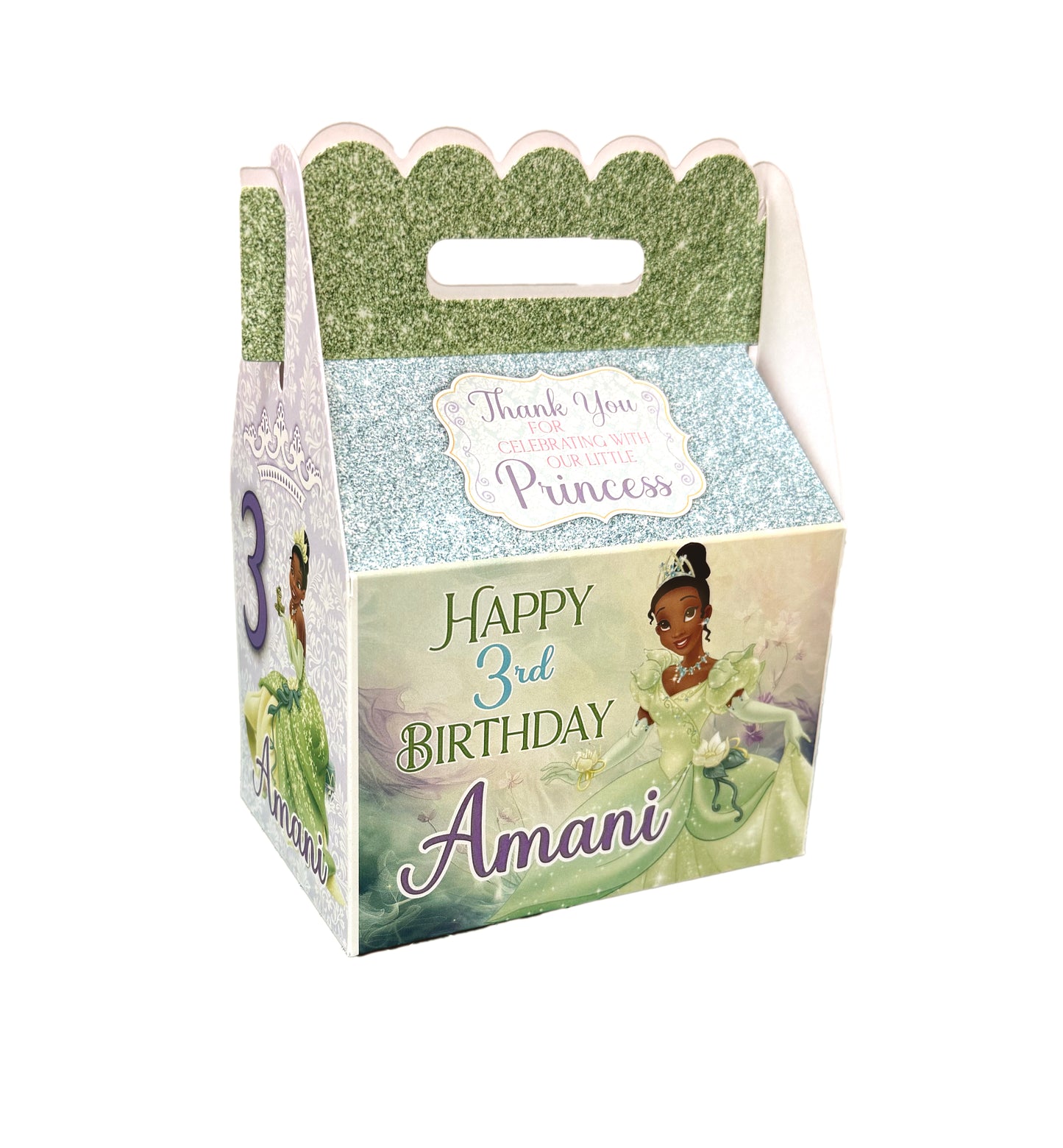 Princess Tiana Party, Personalized, Custom, Tiana Birthday Party Bundle, Tiana birthday plates, tiana party cups, tiana party boxes, treat box, goody bag, party package