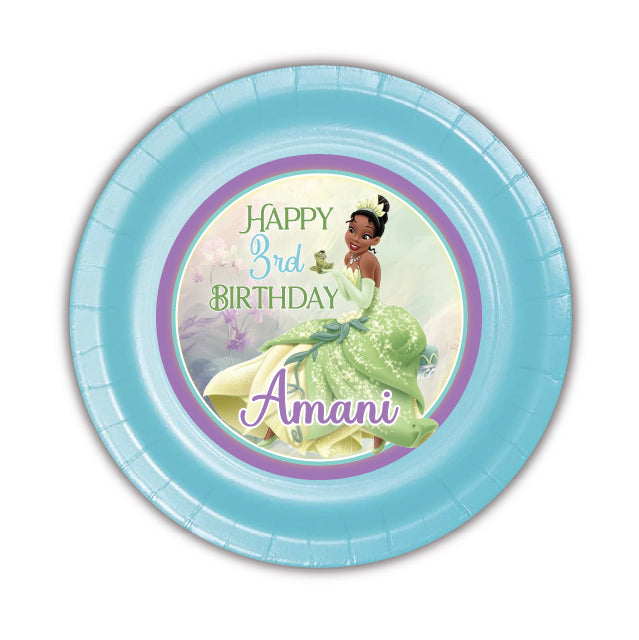 Princess Tiana Party, Personalized, Custom, Tiana Birthday Party Bundle, Tiana birthday plates, tiana party cups, tiana party boxes, treat box, goody bag, party package