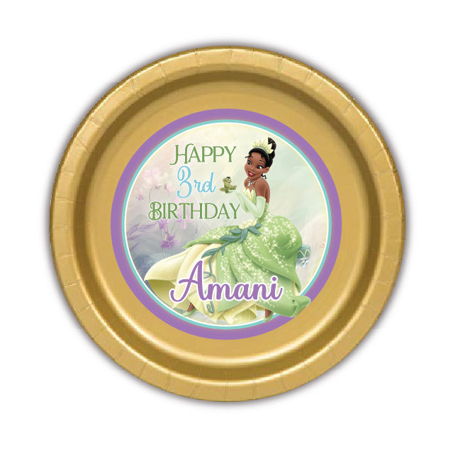 Princess Tiana Party, Personalized, Custom, Tiana Birthday Party Bundle, Tiana birthday plates, tiana party cups, tiana party boxes, treat box, goody bag, party package