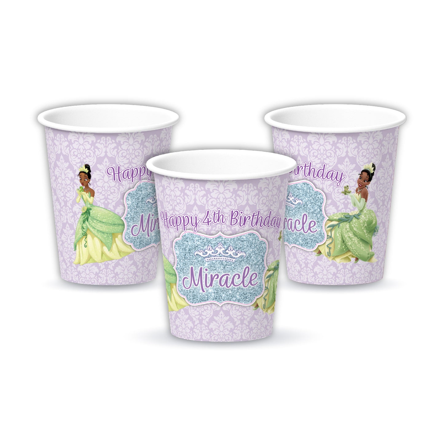 Princess Tiana Party, Personalized, Custom, Tiana Birthday Party Bundle, Tiana birthday plates, tiana party cups, tiana party boxes, treat box, goody bag, party package