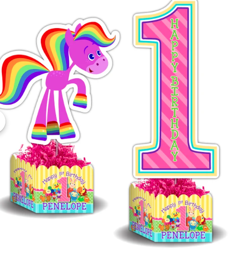 Rainbow Horse BabyFirst TV 1st Birthday Personalized Table Centerpiece