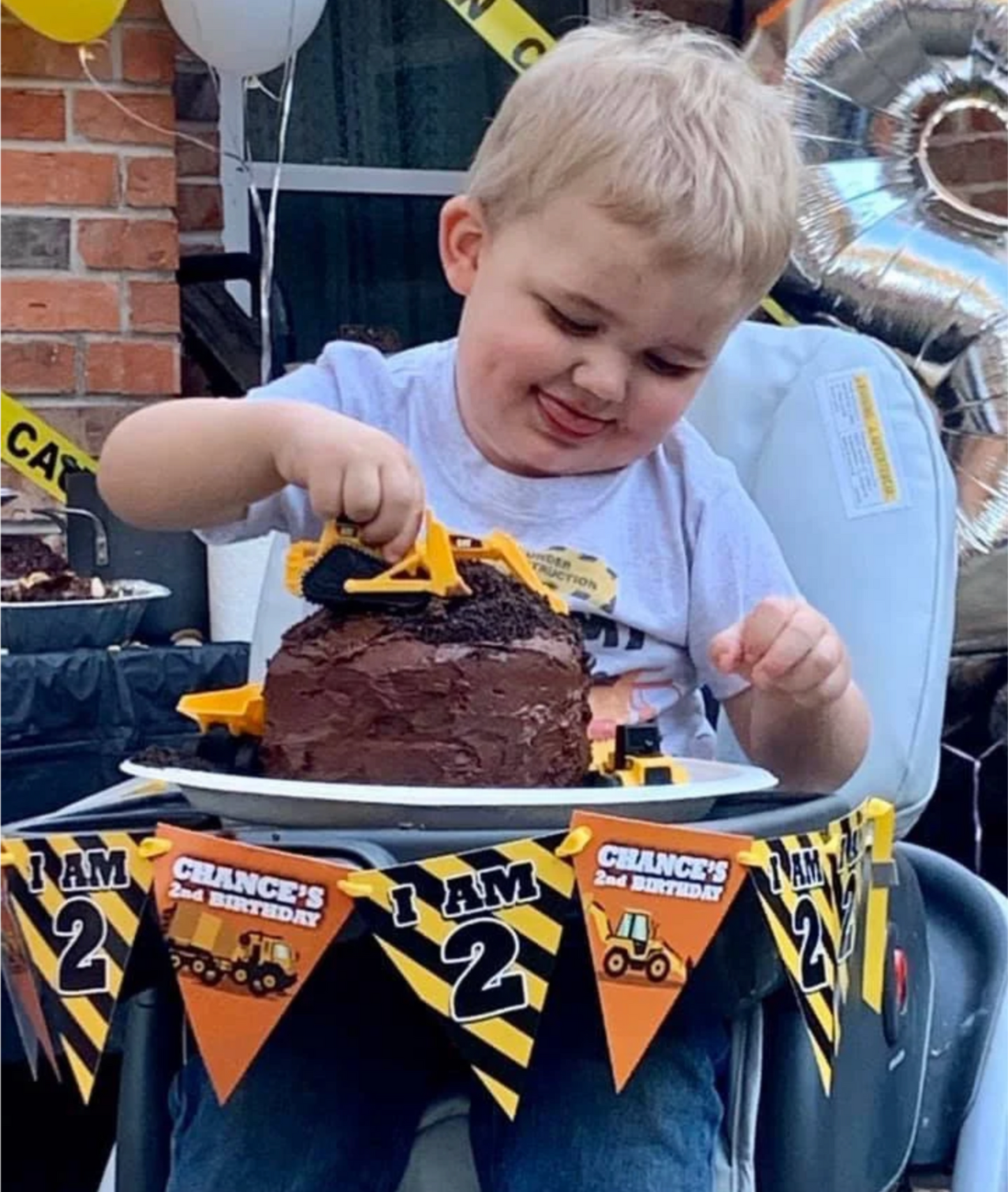 Construction Trucks Party high chair banner 
