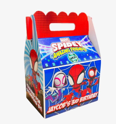Spidey and his Amazing Friends Birthday party favor box, goody back, spidey treat box, spidey party favors, custom favor box, personalized treat box