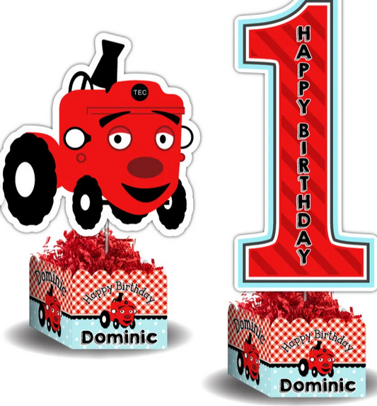 Tec the Tractor BabyFirst TV 1st 2nd Birthday Personalized Table Centerpiece