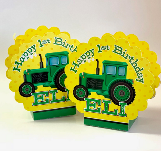 Tractor Birthday Personalized Table Centerpiece SET of TWO