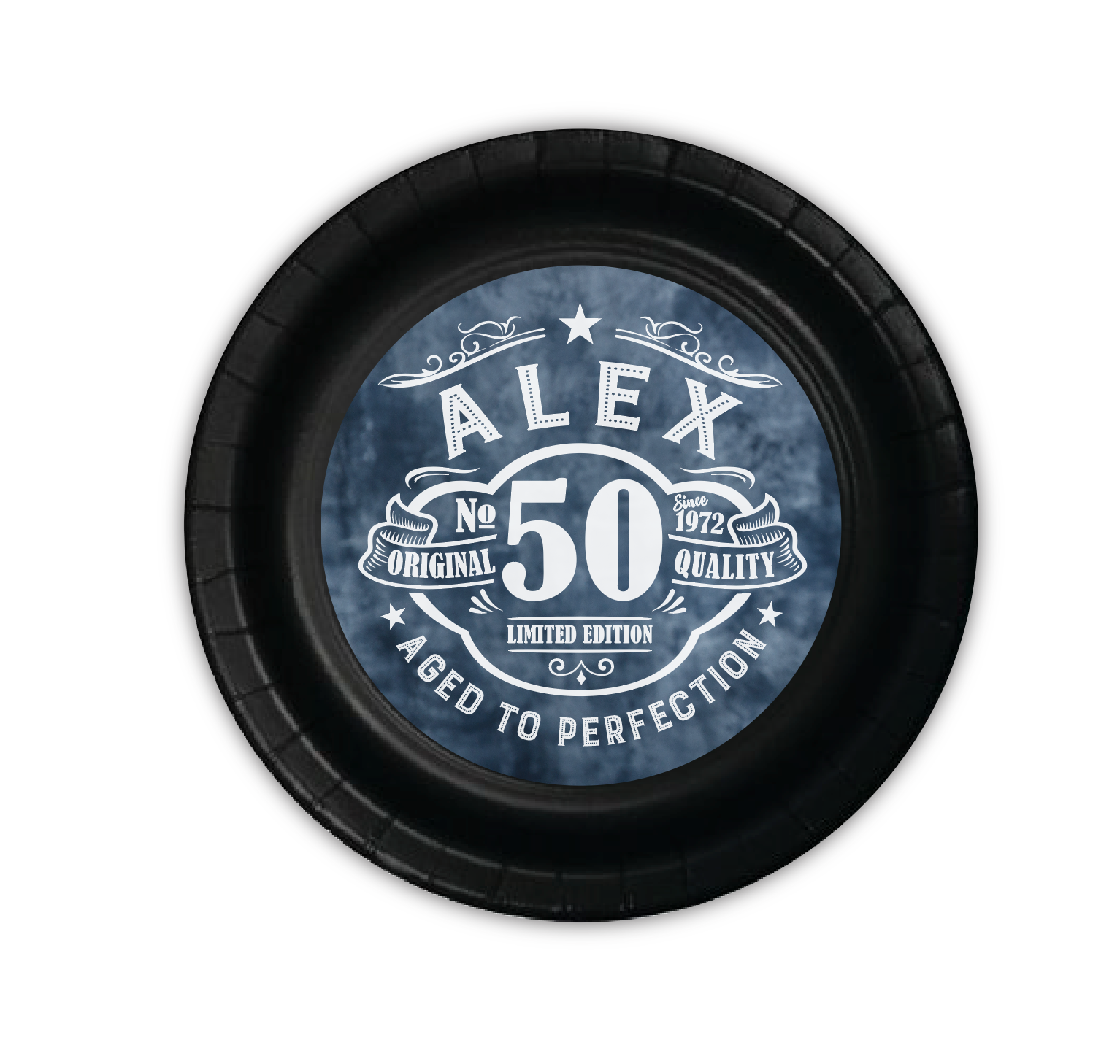 aged to perfection, 50th birthday plates, 50th birthday supplies, tableware, 50th birthday, Custom 7" Cake & Snack Plates – Pack of 12
Our custom 7-inch party plates are the perfect size for serving cake and ice cream, snacks, appetizers, desserts, and other party treats. Each plate is personalized to coordinate with your celebration, creating a memorable and professionally styled party table.