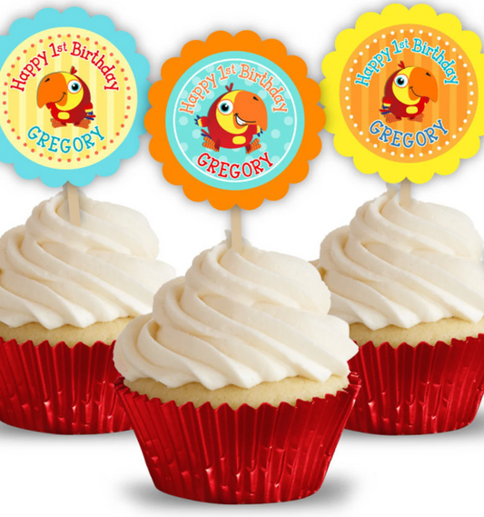 VocabuLarry BabyFirstTV Party, Personalized Cupcake Toppers, pack of 12