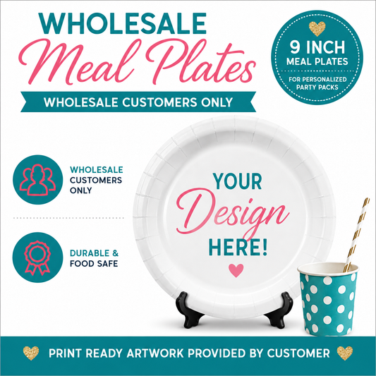 WHOLESALER ONLY, 9" Meal Size Artwork Provided, 12 count