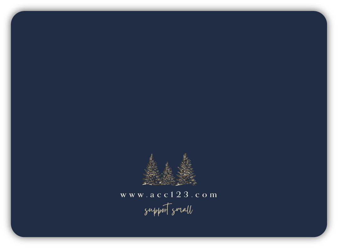 Navy Blue Horizontal Classic Holiday Card “Gatlin”, 3 photos, 12 Cards