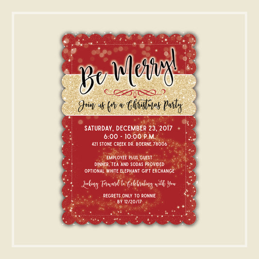 Glistening Red Gold Ribbon Photo Christmas Card, 12 cards, custom christmas card, gold, company christmas party invitation, holiday party invitation