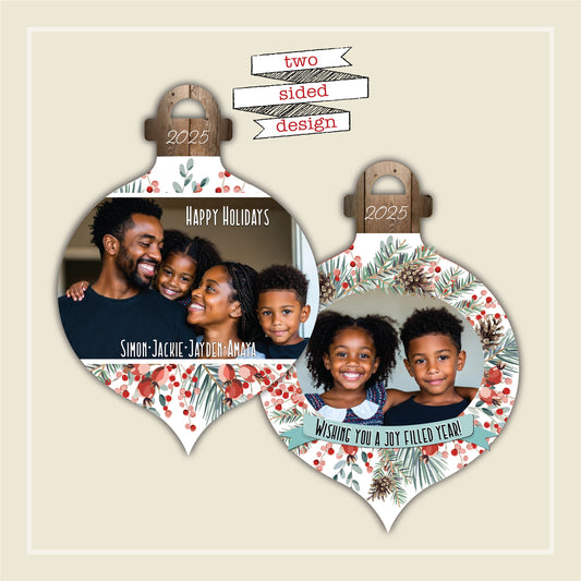 Ornament cutout shape Christmas Card, photo christmas card, custom christmas card, holiday cards on sale, unique holiday card