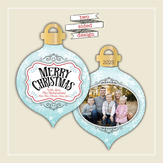 Glacier Snow Vintage Photo Holiday Card, Ornament Die Cut, 12 Cards, custom christmas card keepsake, photo card, christmas card on sale