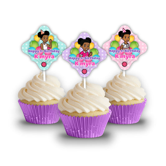 Gracie's Corner Two Sided Personalized Cupcake Toppers, pack of 12
