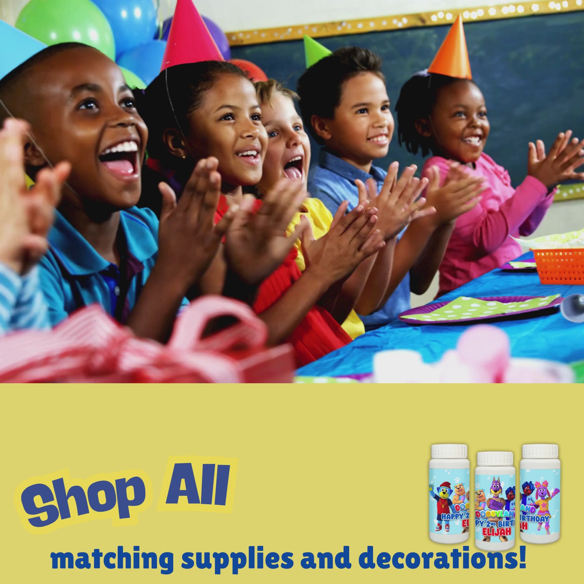 Doggyland Party Supplies personalized for your birthday boy or girl! Custom plates, cups, treat boxes, favors, and more!