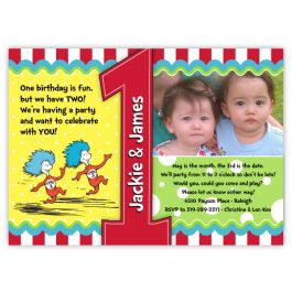 Dr. Seuss Thing 1 & Thing 2 First Birthday Photo Invitation