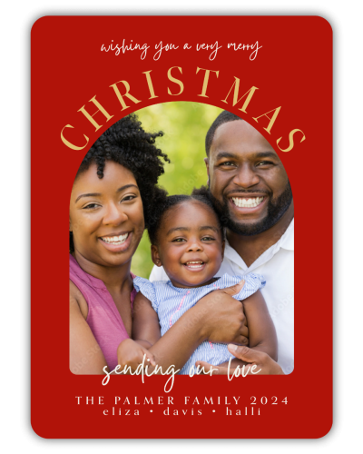 Send peaceful, delightful Christmas and Holiday greetings with your favorite photo on a classic green background with your photo in a gorgeous arch shape. Photo Arch Classic Christmas Photo 