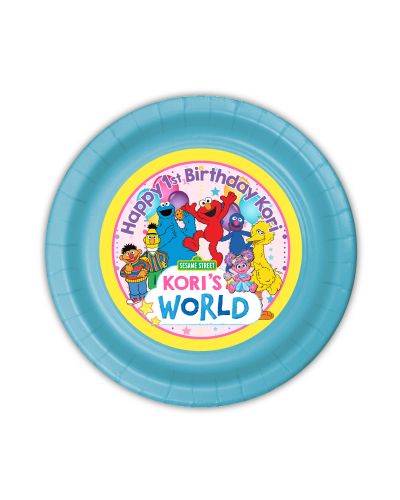 Sesame Street Party Personalized Plates Girl, 7inch, 12 count