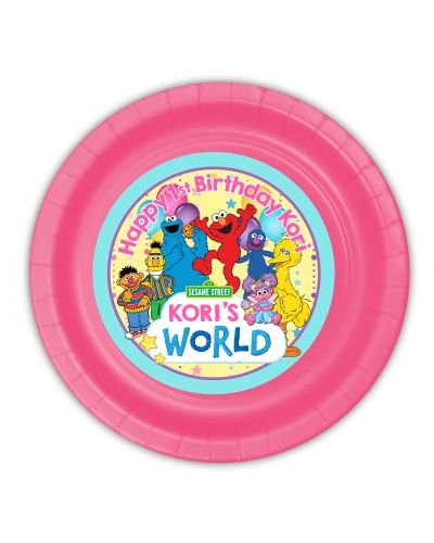 Sesame Street Party Personalized Plates, Girl, 9inch, 12 count