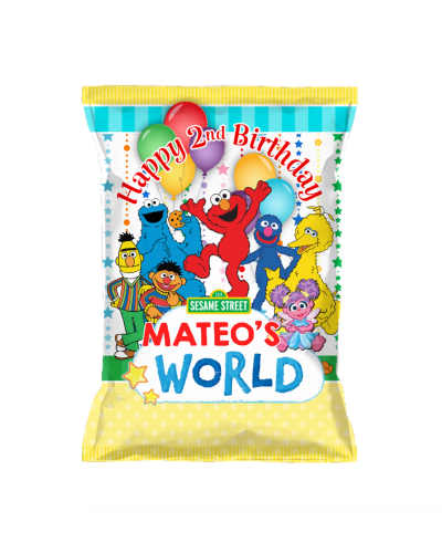 Sesame Street Elmo's World Birthday Party Personalized Chip Bags Pouches, 12 count, custom chip bags on sale, girl Elmo party, kids party ideas, Sesame Street party
